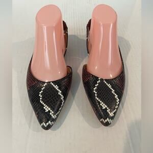ANTONIO MELANI Black and White Snakeskin Flats